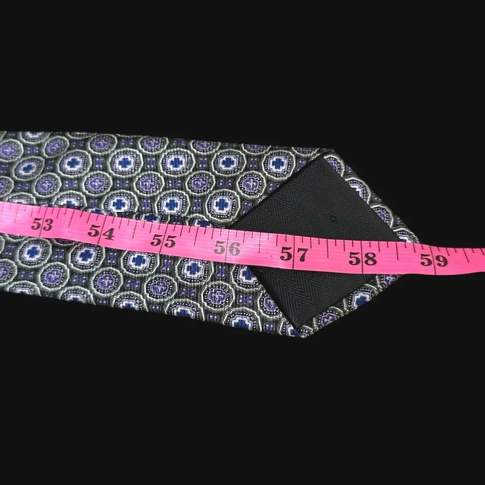 Cape Cod Neckwear Mens Silk Tie Purple Blue Green Geometric Medallion Pattern